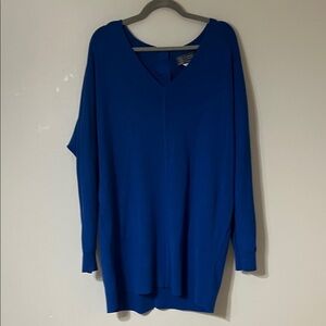 Vintage Anthropologie Deep Blue V-Neck Knit  Midi Dress